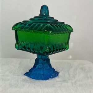 Vintage Jeannette Glass Wedding Box or Candy Dish Carnival Glass